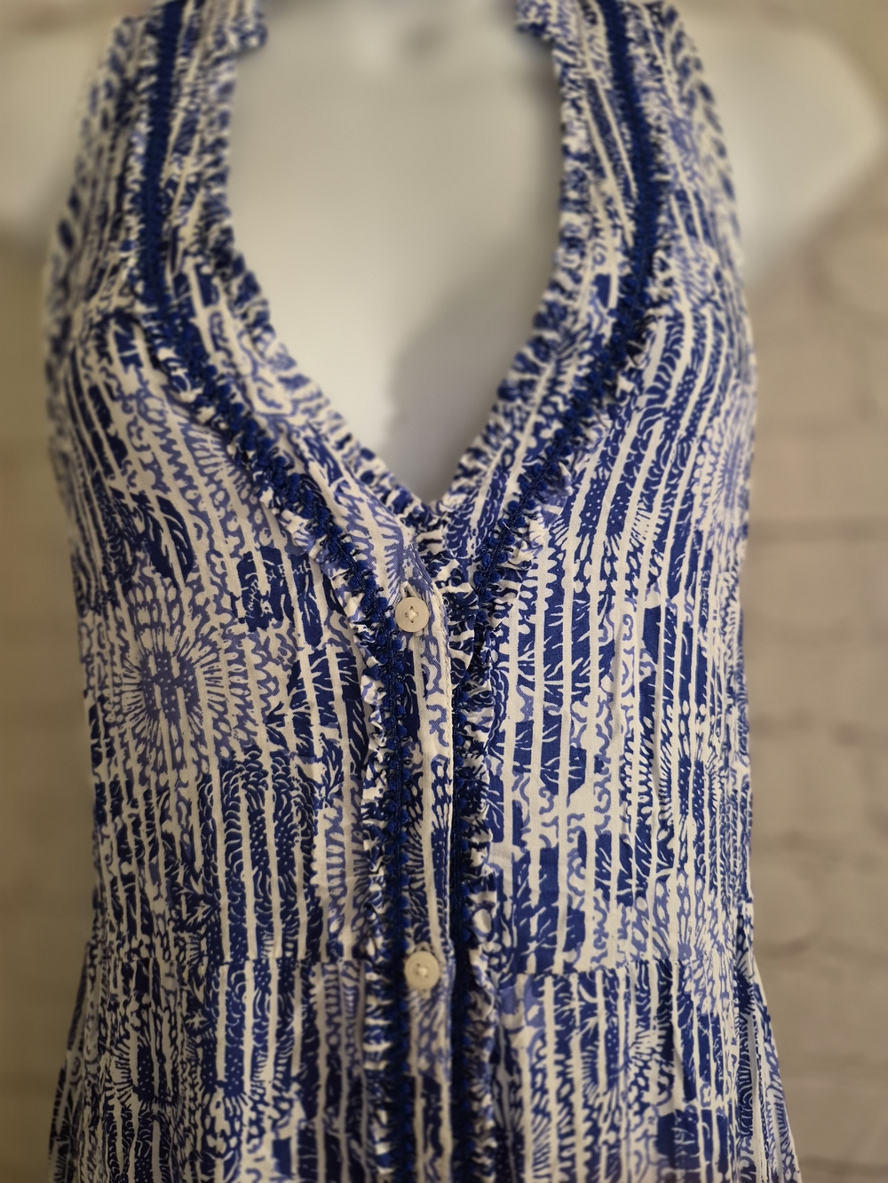 Poupette St Barth "Nana" Maxi Dress in Blue Begonia Size Small Ret.$390 - Picture 6 of 8